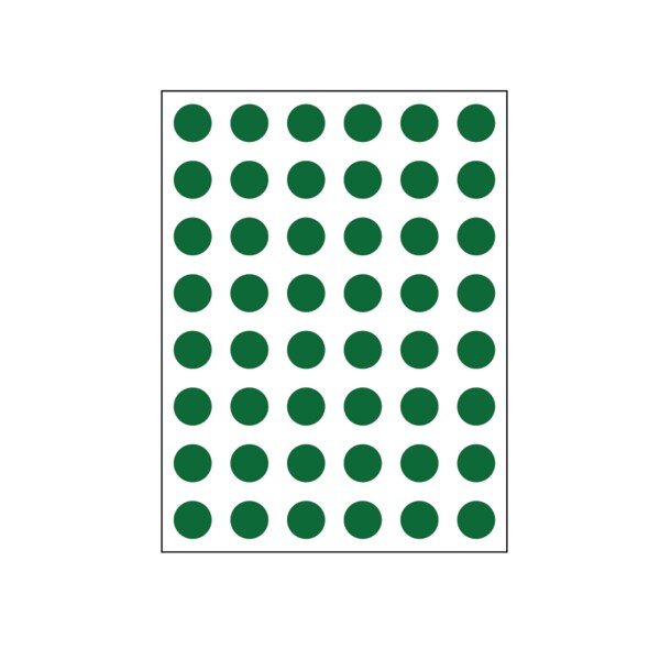 Nevs 1/4" Color Coding Dots Dark Green Sheet Form DOT-14M Dk Green - main